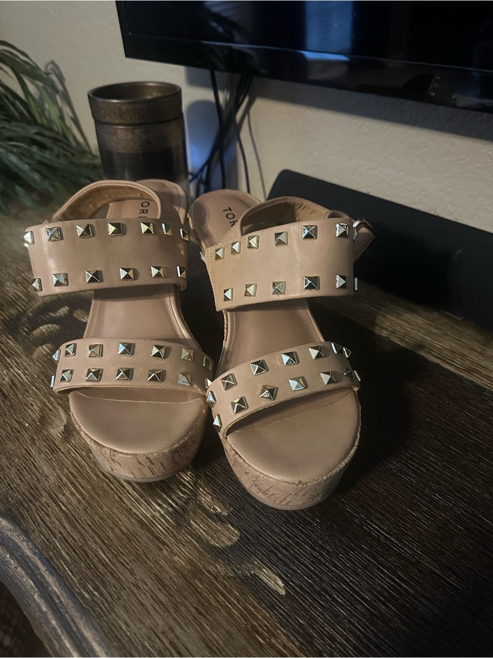 torrid Tan Studded Wedge Sandals